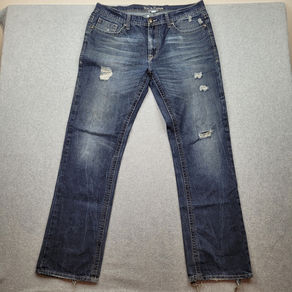 Axe‎ & Crown Slim Fit Jeans Mens 38x34 Blue Distressed Crash AC41005-13